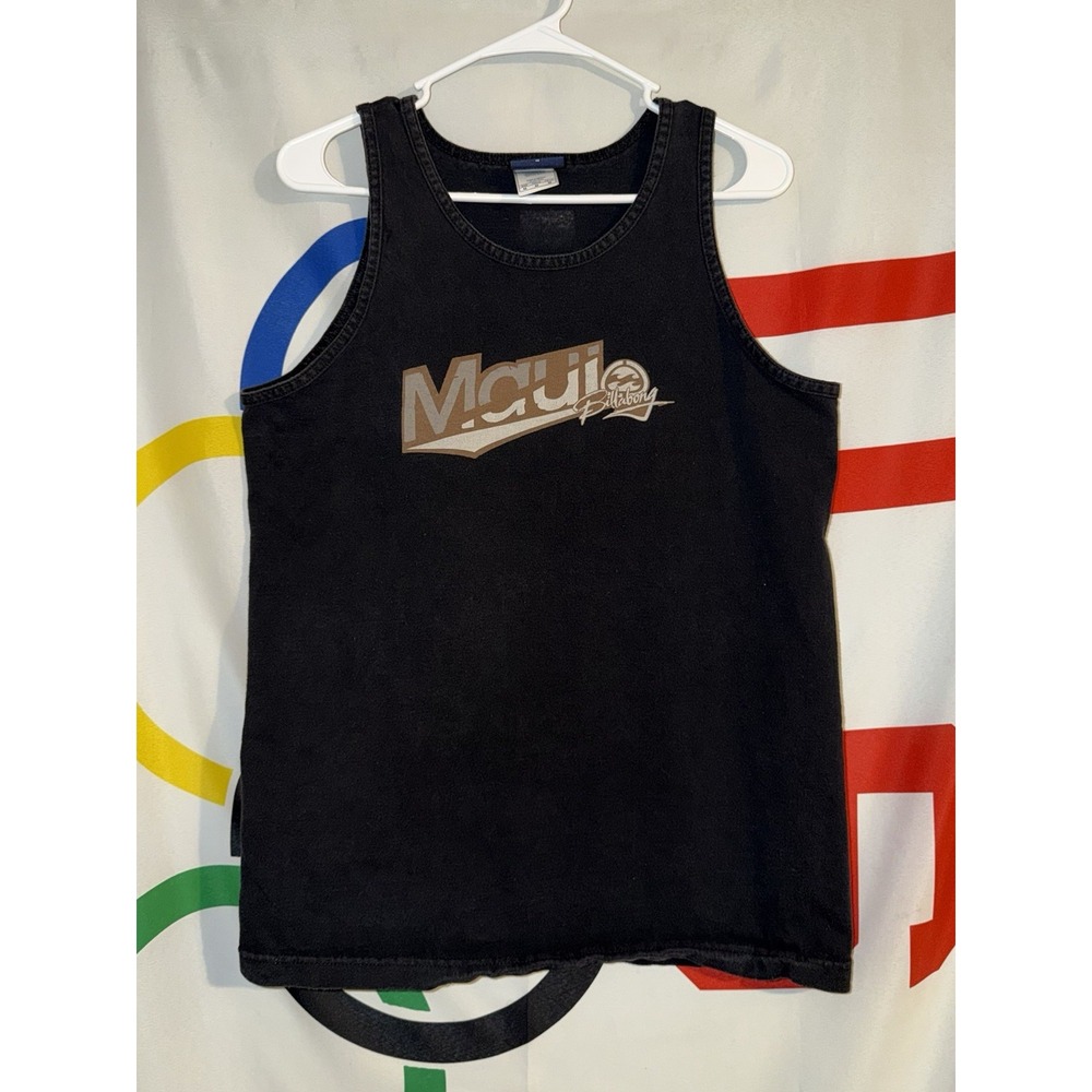 Vintage Y2K Billabong Tank Top Mens Medium Black Maui Surf Skateboarding